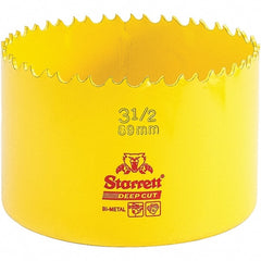 Starrett - 3-1/2" Diam, 2" Cutting Depth, Hole Saw - High Speed Steel Saw, Toothed Edge - Exact Tooling