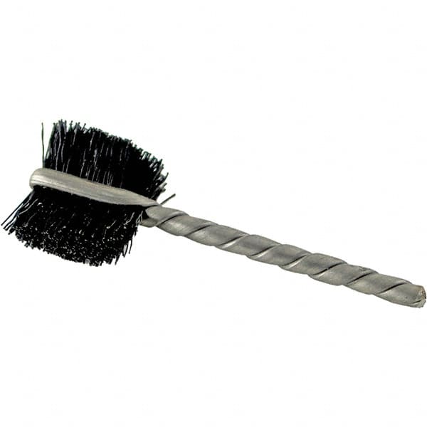 Brush Research Mfg. - 4 Rows x 19 Columns Nylon Scratch Brush - 5-3/4" Brush Length, 13-3/4" OAL, 1 Trim Length, Wood Curved Back Handle - Exact Tooling