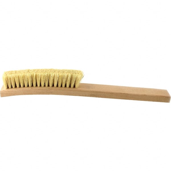 Brush Research Mfg. - 4 Rows x 18 Columns Tampico Scratch Brush - 5-3/4" Brush Length, 13-3/4" OAL, 1 Trim Length, Wood Curved Back Handle - Exact Tooling