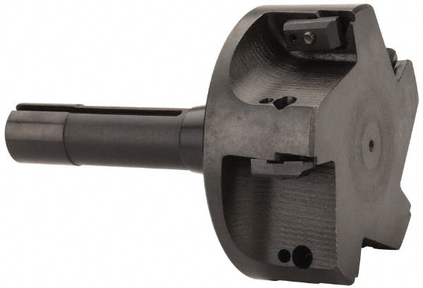 APT - 4" Cut Diam, 0.65" Max Depth of Cut, 5-7/8" OAL, Indexable Square Shoulder End Mill - TPC 32..., TPG 32., TPU 32. Inserts, R8 Taper Shank, 90° Lead Angle, Series Tri-Dex - Exact Tooling