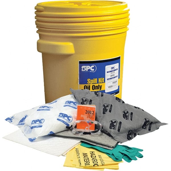 Brady SPC Sorbents - 17 Gal Capacity Oil Only & Universal Spill Kit - 20 Gal Polyethylene Drum - Exact Tooling