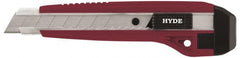 Hyde Tools - Snap Utility Knife - 18mm Blade, Red & Black Polystyrene (High Impact) Handle, 3 Blades Included - Exact Tooling