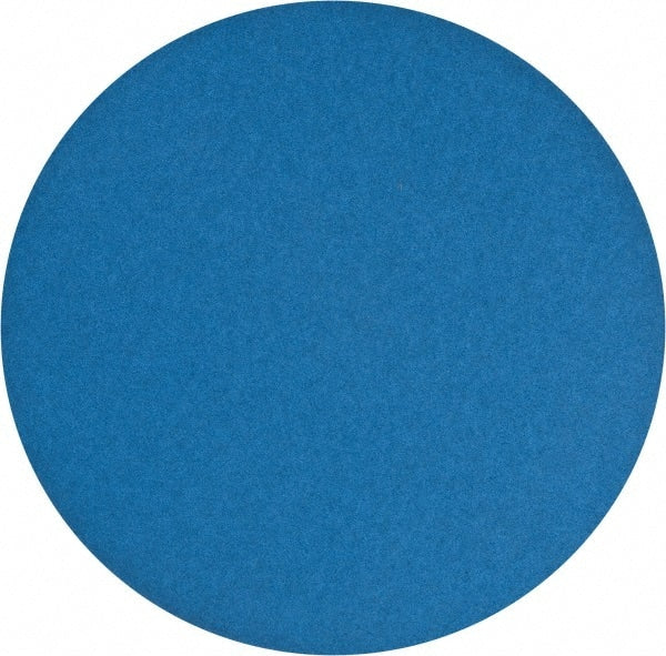 Norton - 16" Diam, 50 Grit Zirconia Alumina Adhesive PSA Disc - Coarse Grade, Blue, Y Weighted Backing, Flexible - Exact Tooling