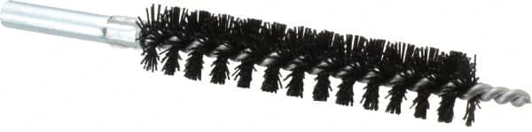 Schaefer Brush - 4" Brush Length, 3/4" Diam, Nylon Single Stem, Single Spiral Condenser Tube Brush - 6-1/4" Long, Nylon, 12-24 Female Connection - Exact Tooling