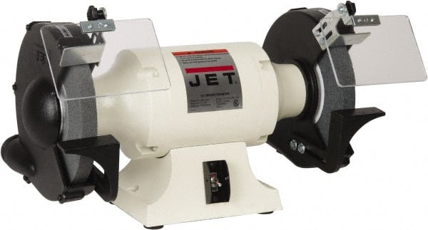 Jet - 10" Wheel Diam x 1" Wheel Width, 1-1/2 hp Grinder - 1" Arbor Hole Diam, 1 Phase, 1,725 Max RPM, 115 Volts - Exact Tooling