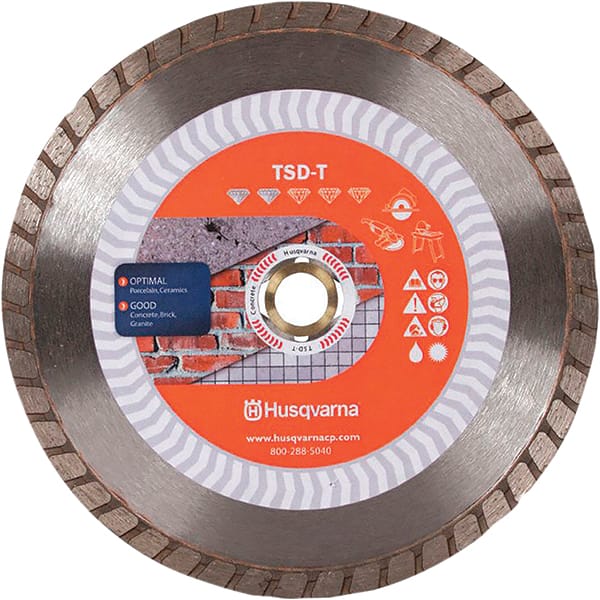 Husqvarna - 7" Diam, 5/8 & 7/8" Arbor Hole Diam, Continuous Edge Tooth Wet & Dry Cut Saw Blade - Diamond-Tipped, Fast Cutting & Smooth Action, Standard Round Arbor - Exact Tooling