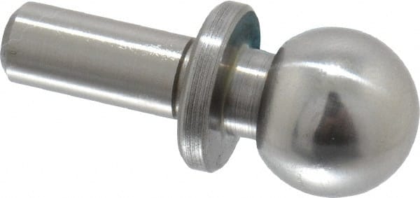 Jergens - 3/8" Ball Diam, 3/16" Shank Diam, Steel Inspection Tooling Ball - Slip-Fit Shank, 3/4" Ball Center to Shank Bottom, 0.3" Ball Center to Shoulder Bottom, with Shoulder - Exact Tooling