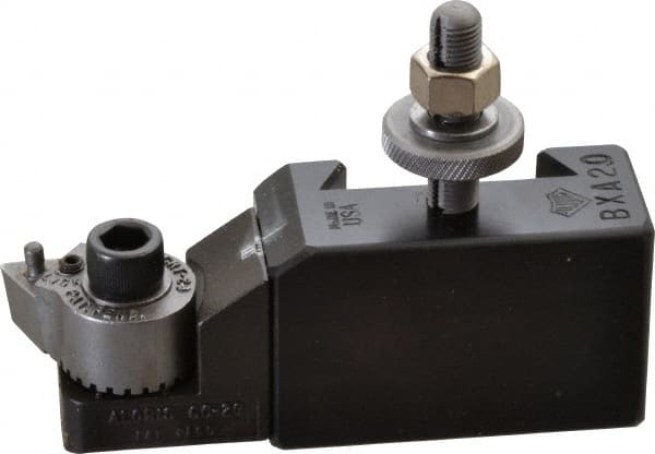 Aloris - Series BXA, #20 Turning Tool Post Holder for Carbide Triangular Inserts - 10 to 15" Lathe Swing, 1-3/4" OAH, 1-3/16" Centerline Height - Exact Tooling