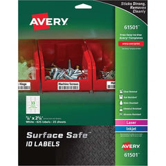 AVERY - Pack of (825), 7/8" x 2-5/8" White Polyester Durable Square Labels - Exact Tooling