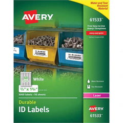 AVERY - Pack of (3000), 0.67" x 1-3/4" White Paper Durable Square Labels - Exact Tooling