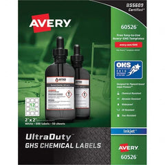 AVERY - Pack of (600), 2" x 2" White Synthetic Film ID Labels - Exact Tooling