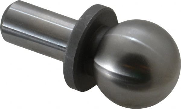 Jergens - 3/4" Ball Diam, 3/8" Shank Diam, Steel Inspection Tooling Ball - Slip-Fit Shank, 1-1/4" Ball Center to Shank Bottom, 1/2" Ball Center to Shoulder Bottom, with Shoulder - Exact Tooling