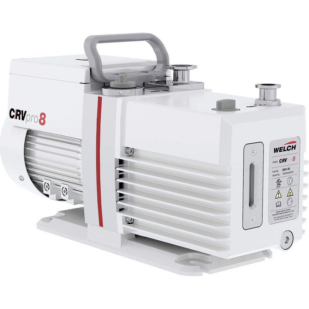 Welch - Rotary Vane-Type Vacuum Pumps; Horsepower: 0.5 ; Voltage: 115V ; Cubic Feet per Minute: 5.60 ; Length (Decimal Inch): 15.1000 ; Width (Decimal Inch): 6.1000 ; Height (Inch): 9.2 - Exact Tooling