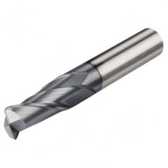 2mm Dia. x 50mm Overall Length 4-Flute 0.5mm C/R Solid Carbide SE End Mill-Round Shank-Center Cut-AlTiN - Exact Tooling