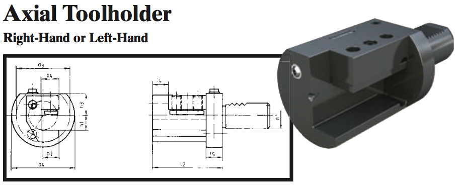 VDI Axial Toolholder (Left-Hand) - Part #: CNC86 35.5025L - Exact Tooling