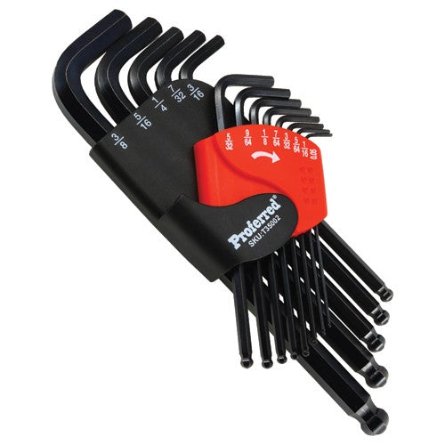 13 Pieces Long Arm Ball Hex Key Set - Fractional - Exact Tooling