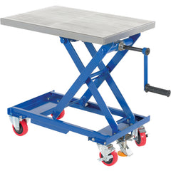Mech Scissors Cart - Hand Crank 18 × 28 330 lbs Cap - Exact Tooling