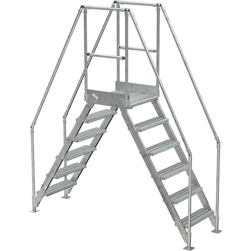 Aluminum Cross Over Ladder 14″ Wide 6 Step - Exact Tooling