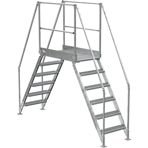 Aluminum Cross Over Ladder 38″ Wide 6 Step - Exact Tooling