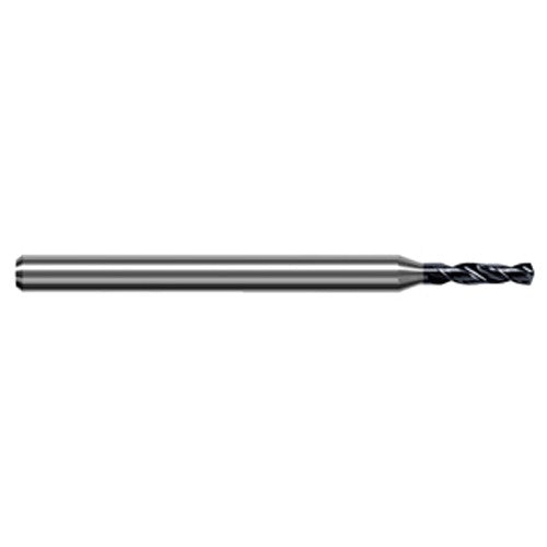 1 mm Dia. × 3 mm Shank × 6.8 mm Flute Length × 50 mm OAL, 5xD, 140°, AlTiN, 2xD Flute, Round Solid Carbide Drill - Exact Tooling