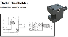 Radial Toolholder (For Emco Maier 16mm VDI Machines) - Part #: CNC86 E45.1616 - Exact Tooling