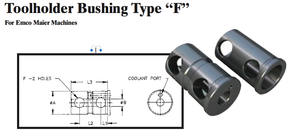 Toolholder Bushing Type ÒFÓ (For Emco Maier Machines) - Part #: CNC86 E86-80F 3/8" - Exact Tooling