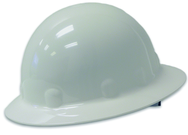 White Hard Hat with Brim - 8 Pt Ratchet - Exact Tooling