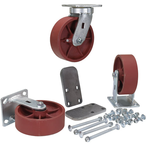 6″ × 2″ Ductile Steel Caster Kit 6K - Exact Tooling