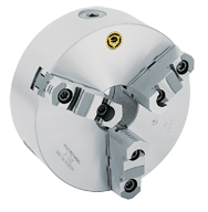 Semi-Steel Lathe Chuck - 5'' 1-10 Mount; 3-Jaw; 2 Piece Reversible Jaws - Exact Tooling