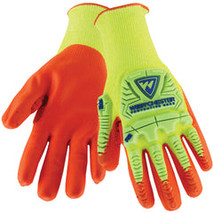 Hi Vis 10 Gauge Yellow HPPE Shell With Orange Foam Nitrile Palm Gloves Large - Exact Tooling