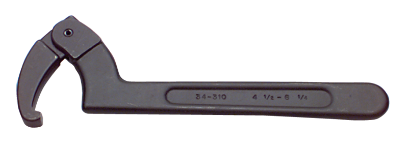6-1/8 to 8-3/4'' Dia. Capacity - 13-3/4'' OAL - Adjustable Hook Spanner Wrench - Exact Tooling