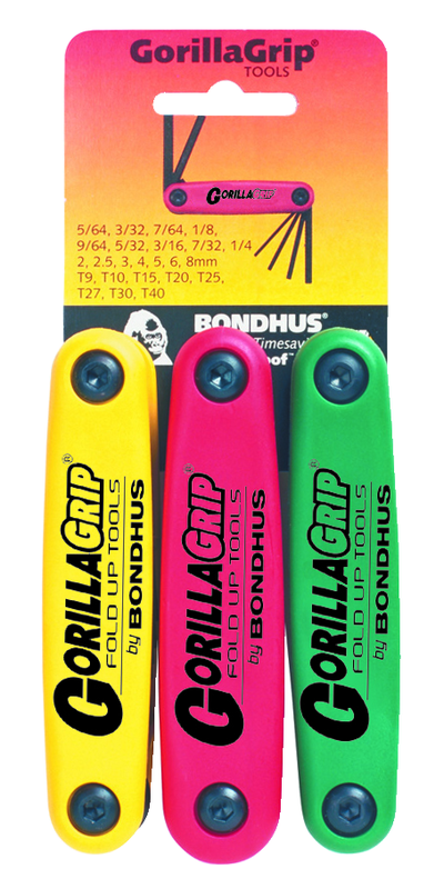 24 Piece - Color Coded. w/ProGuard Finish - Includes 12587 - 7 Piece Tool (2mm-8mm); 12589 - 9 Piece Tool (5/64"-1/4") & 12634 - 8 Piece Tool (T9-T40) - GorillaGrip Fold Up Tool Triple Pack - Exact Tooling