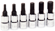 6 Piece - #9309044 - 3; 4; 5; 6; 7; 8mm - 1/4" Drive - Metric Socket Drive Hex Bit Set - Exact Tooling