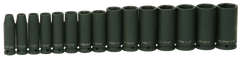 14 Piece - #9379085 - 3/8 to 1-1/4" - 1/2" Drive - 6 Point - Deep Impact Socket Set - Exact Tooling
