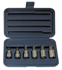 6 Piece - 6; 8; 10; 12; 14; 17mm - 1/2" Drive - Metric Hex Bit Set - Exact Tooling