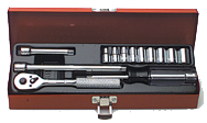 13 Piece - #A21 - 3/16 to 1/2" - 1/4'' Drive - 6 Point - Socket Set - Exact Tooling