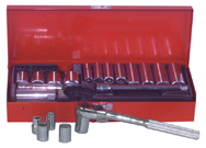 21 Piece - #A34 - 3/8 to 7/8" - 3/8'' Drive - 12 Point - Socket Set - Exact Tooling