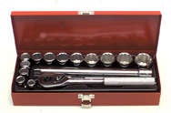 16 Piece - #A41 - 7/16 to 1-1/4" - 1/2'' Drive - 12 Point - Socket Set - Exact Tooling
