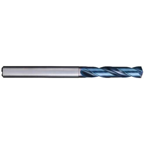 5.3 mm Dia. × 6 mm Shank × 28 mm Flute Length × 66 mm OAL, 3XD, 140°, Aqua Revo D, 2 Flute, Internal, Solid Carbide Drill - Exact Tooling