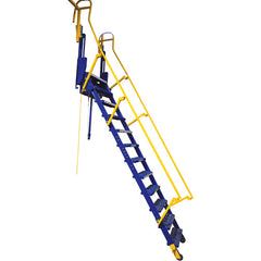 Folding Mezzanine Ladder 120″ 115Vac Pwr Storage - Exact Tooling