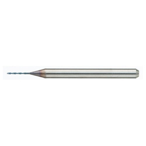 MDSS0026-ACF40B 0.26 mm Dia. × 0.26 mm Shank × 2.5 mm Flute Length × 38 mm OAL, PVD, External Coolant, Cylindrical Solid Carbide Drill - Exact Tooling