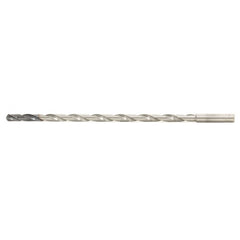 MDW5312XHV20 17/32″ Dia. × 0.551″ Shank × 12.238″ Flute Length × 14.521″ OAL, DEX, External Coolant, Cylindrical Solid Carbide Drill - Exact Tooling