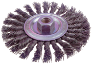 4" Diameter - 1/2 - 5/8" Arbor Hole - Knot Type Steel Wire Straight Wheel - Exact Tooling