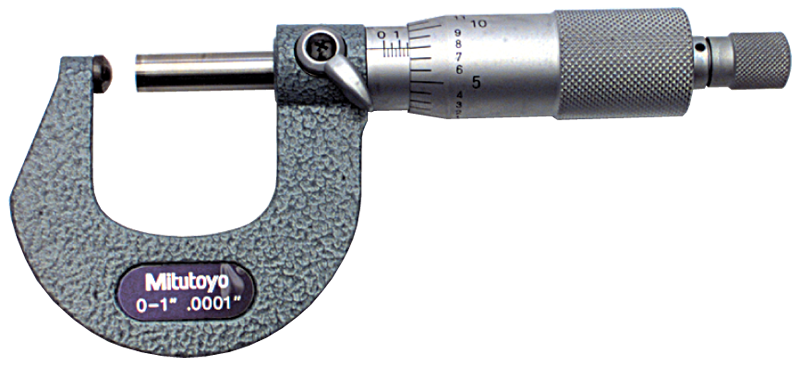 0 - 1'' Measuring Range - .0001 Graduation - Ratchet Thimble - Carbide Face - Ball Anvil & Spindle Micrometer - Exact Tooling