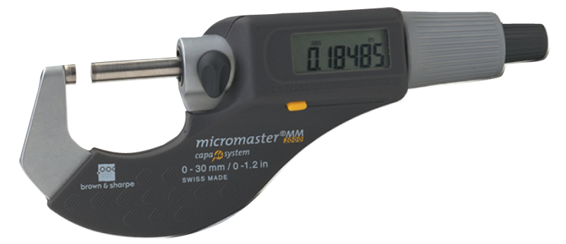 1 - 2" / 25 - 50mm Measuring Range - .0002 Accur. - Friction Thimble - Carbide Face - Micromaster Electronic Outside Micrometer - Exact Tooling