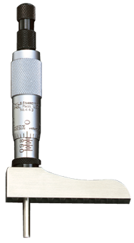 #443Z9RL - 0 - 9'' Measuring Range - Ratchet Thimble - Depth Micrometer with Half Base - Exact Tooling