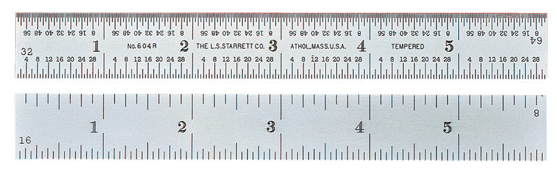 #C606R-6 - 6'' Long - 6R Graduation - 3/4'' Wide - Spring Tempered Chrome Scale - Exact Tooling