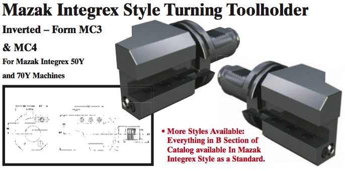Mazak Integrex Style Turning Toolholder (Inverted Ð Form MC4 Left Hand) - Part #: CNC86 M34.5025L (Bottom) - Exact Tooling