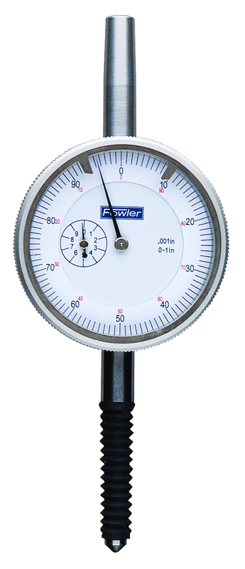 1.0 Total Range - .001" Graduation - 0-100 Dial Reading - IP54 Shockproof AGD 2 Dial Indicator - White Face - Exact Tooling