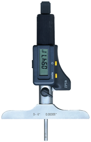 0 - 6" / 0 - 150mm Measuring Range - Friction Thimble - Electronic Depth Micrometer - Exact Tooling